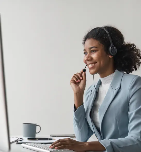 professional woman wearing headphones