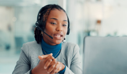 woman talking to customer