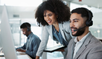 woman and man smiling